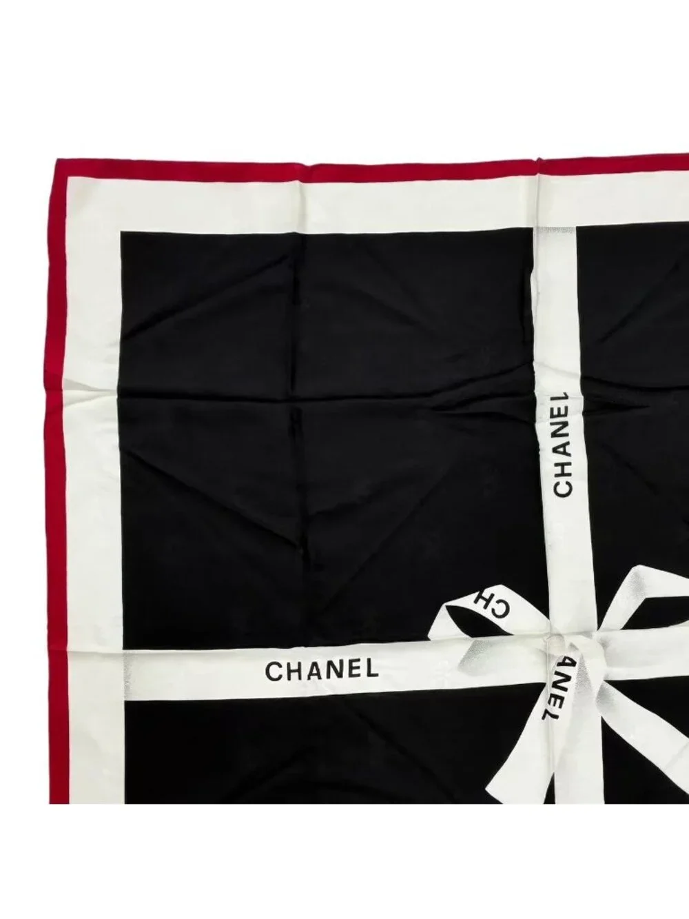 Chanel Logo Silk Scarf Ribbon Black